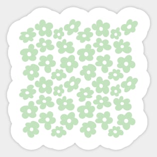 Aesthetic Light Green Flowers Retro Daisy Sticker